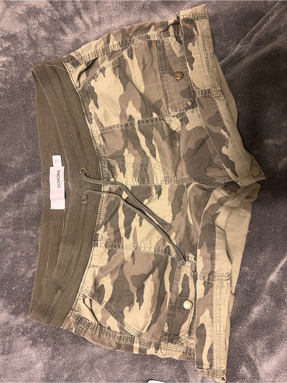 Sonoma Olive Camo Utility Drawstring Shorts